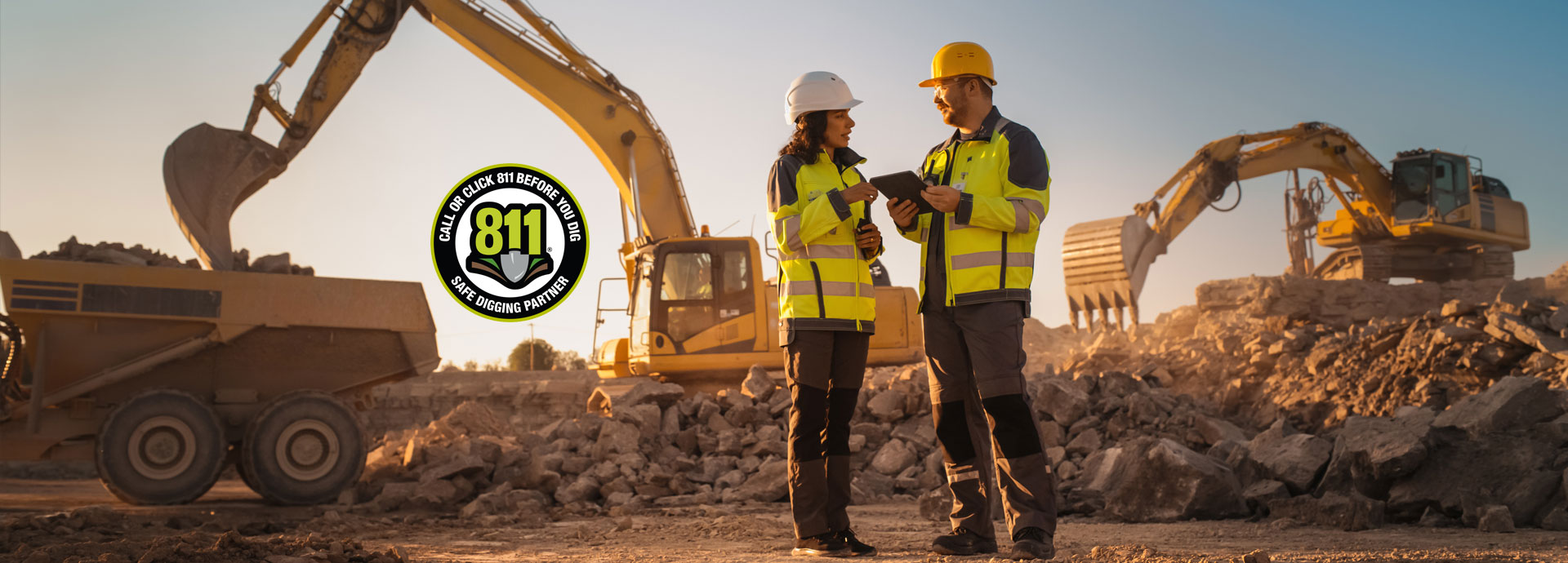 man and woman on construction site
